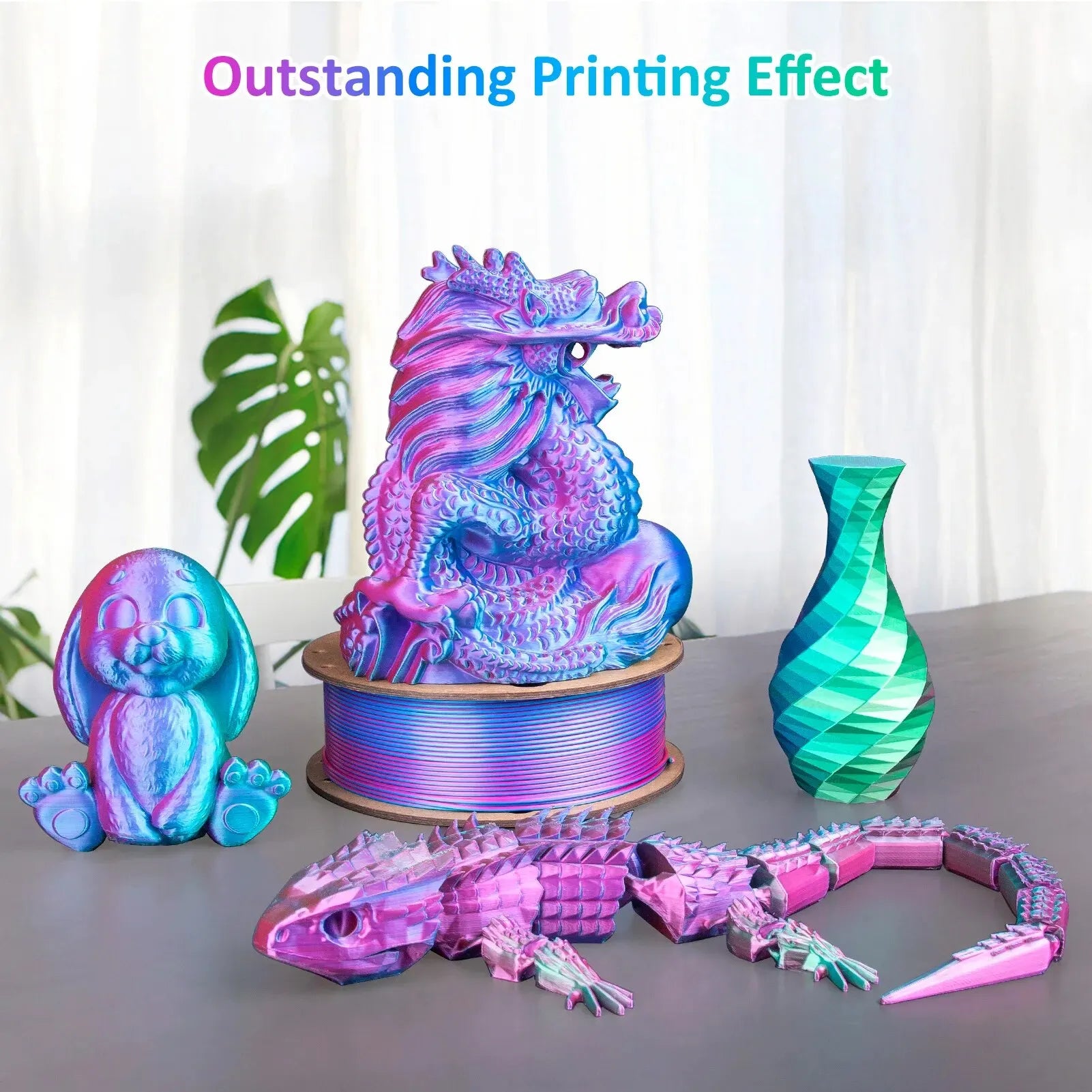 Silk PLA 3D Printer Filament 1.75mm Triple Color Silk PLA Filament 3D Printing Filament 250g 3 In1 Color Rose Red Sky Blue Green