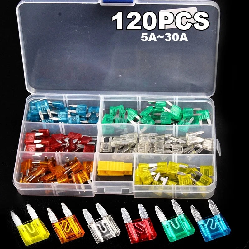 Fuse boxes come in various specifications, with 60 and 120PCS not having medium fuses, while 60PCS are packaged in bags