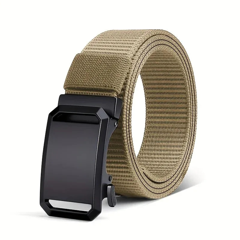 New Business Leisure Style Men's  Automatic Buckle Canvas Belt Durable Quick-Release Belt Outdoor Workwear Waist Belt ﻿