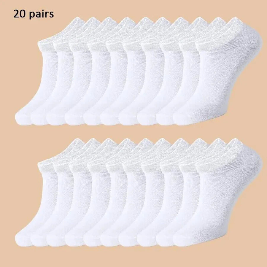 20 Pairs Men's Boat Socks Business Sport Sweat Absorption Mature Summer Autumn Solid Color Non Pilling Versatile Ankle Socks ﻿
