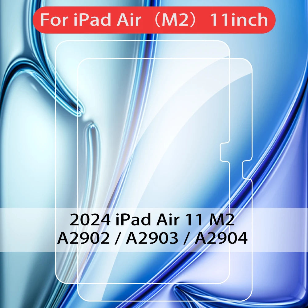 2pcs Tempered Glass Films for 2024 iPad Air 11/13 M2 Pro 11/13 M4 Screen Protector for iPad 3/4/5/6/7/8/9/10th Air 4/5 Pro 11